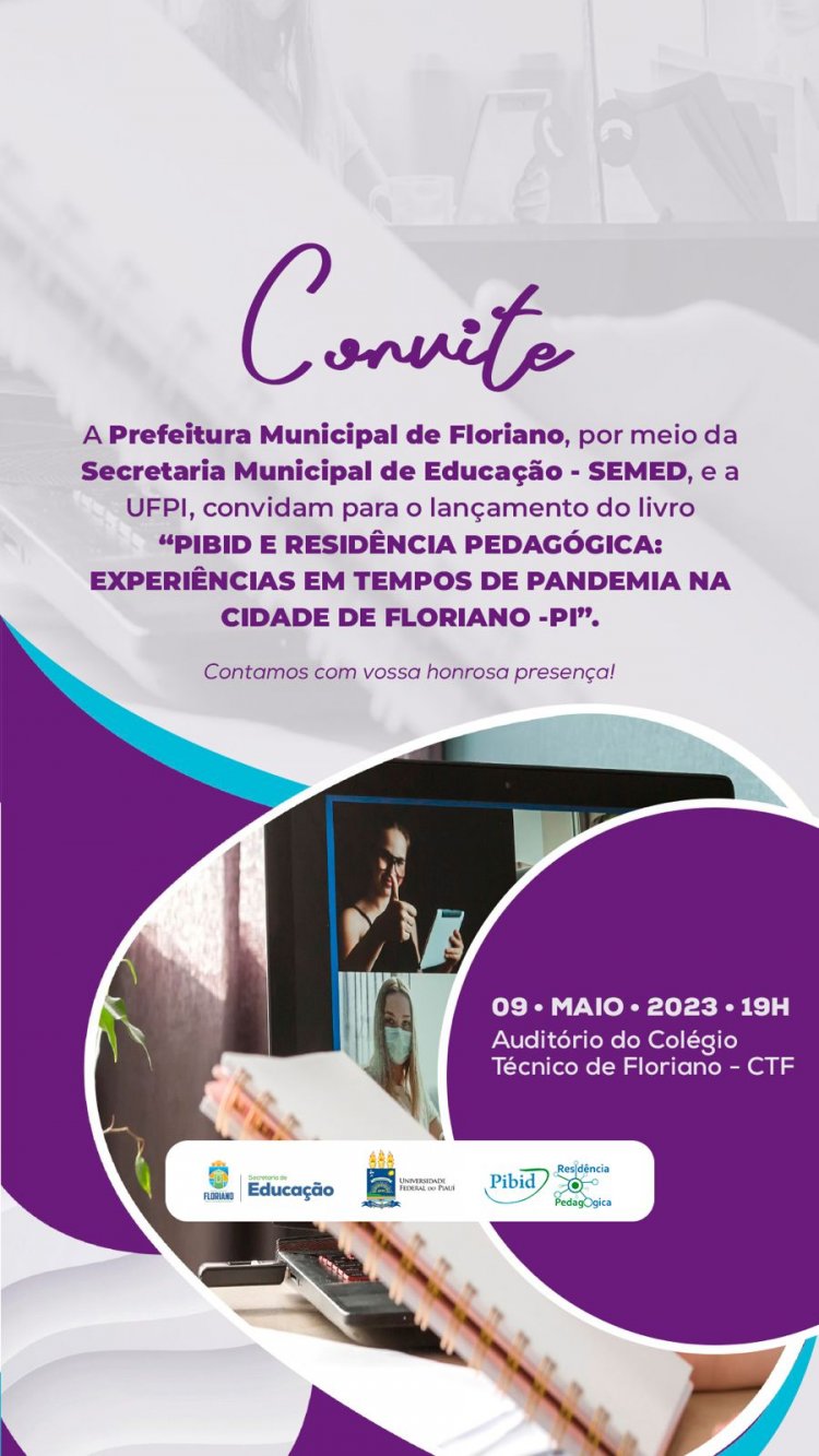 Educação Municipal lançará livro sobre experiências em tempos de pandemia em Floriano nesta terça, 09