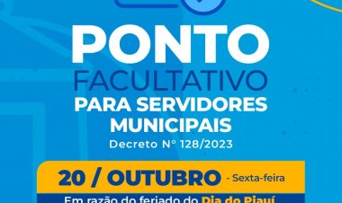 Prefeitura de Floriano decreta ponto facultativo na próxima sexta-feira (20)