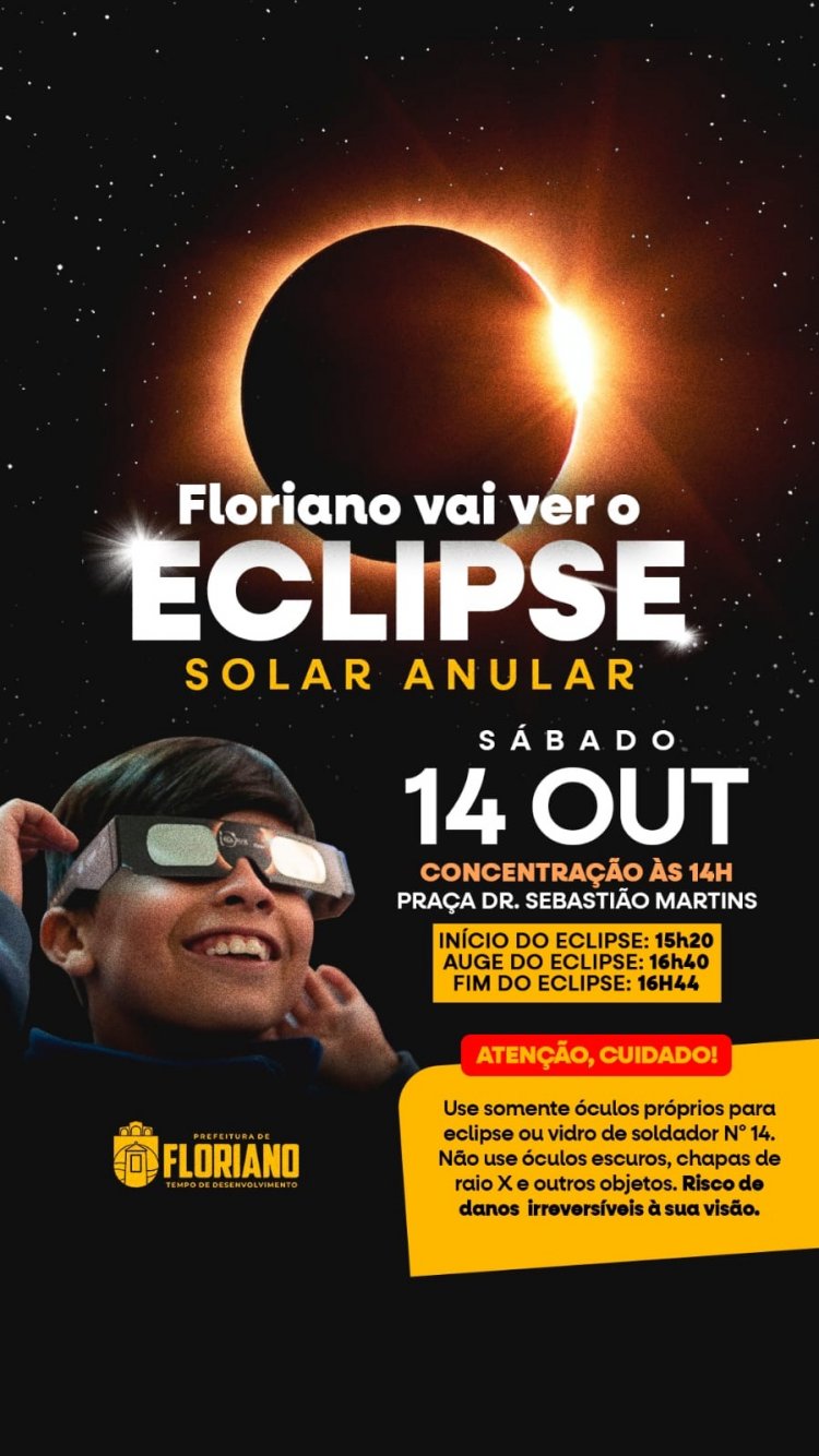 Floriano privilegiada poderá ver eclipse anular do sol em sua posição máxima