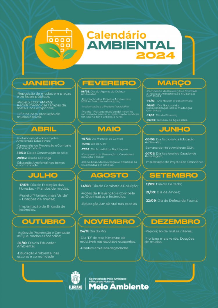 Calendário Ambiental 2024 Prefeitura Municipal de Floriano