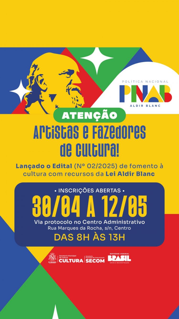 Cultura de Floriano lança edital para seleção de projetos da Lei Aldir Blanc