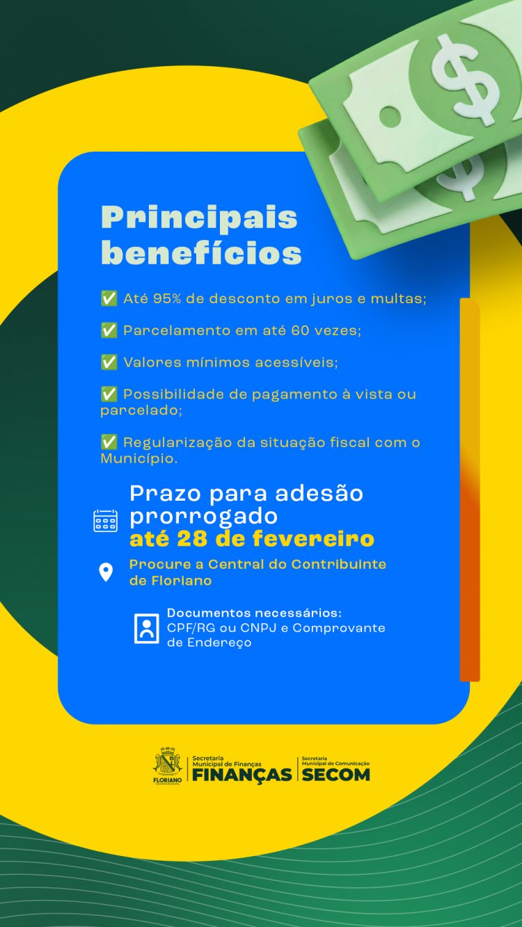 Prefeitura de Floriano estende prazo de adesão ao REFIS até 28 de fevereiro