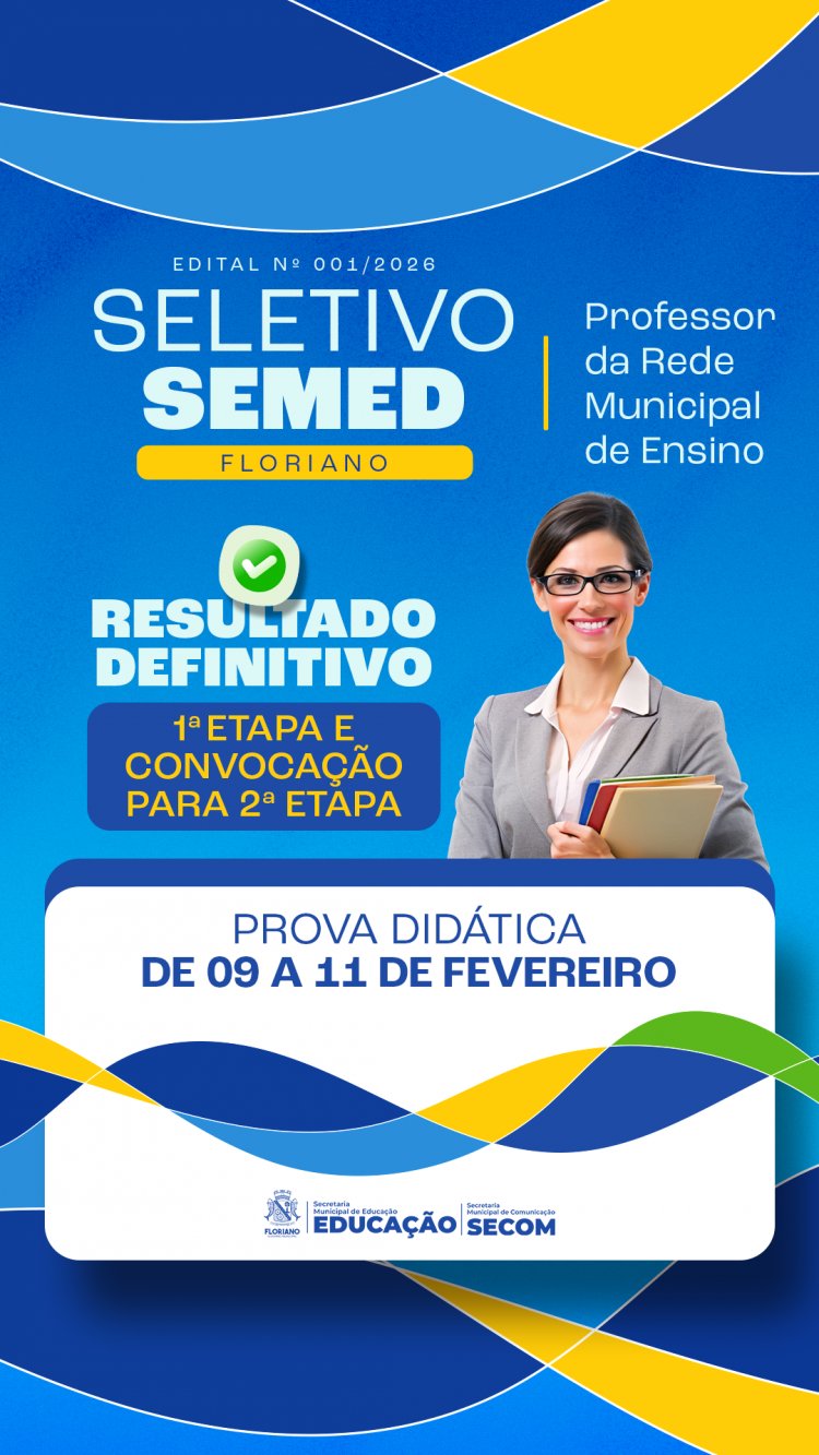 Floriano: Educação divulga resultado da 1ª fase do seletivo para professor e convoca classificados para 2ª fase