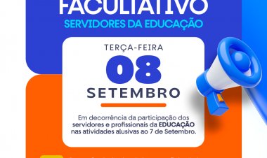 Prefeitura de Floriano decreta ponto facultativo para servidores da Educação no dia 8 de setembro