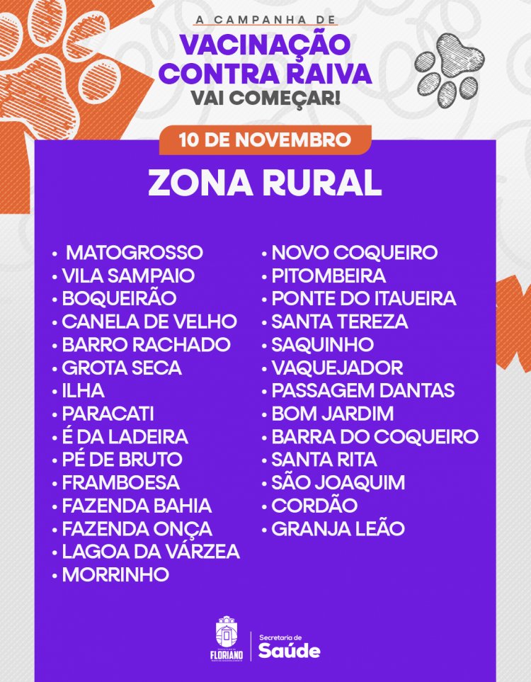 Floriano lança campanha de vacinação contra raiva para cães e gatos