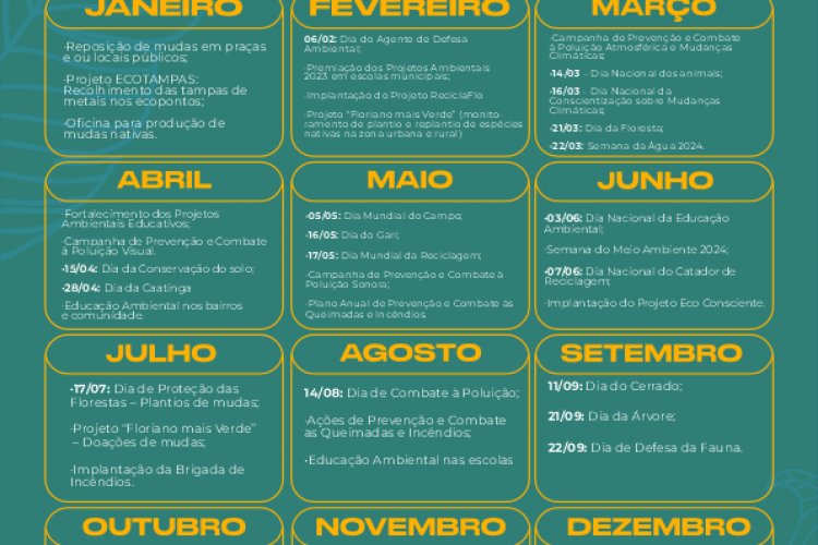 Calendário Ambiental 2024 Prefeitura Municipal de Floriano