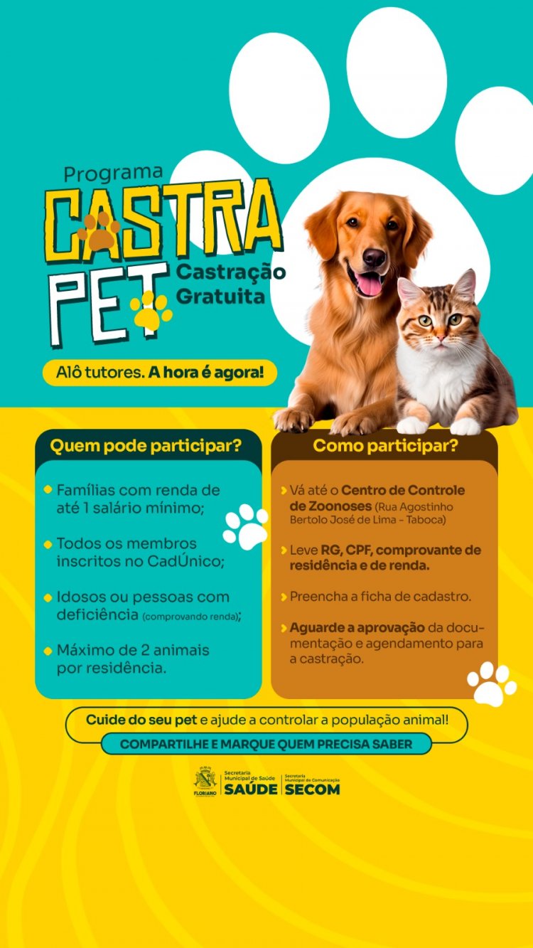 Prefeitura de Floriano lança programa Castra Pet para controle populacional de cães e gatos
