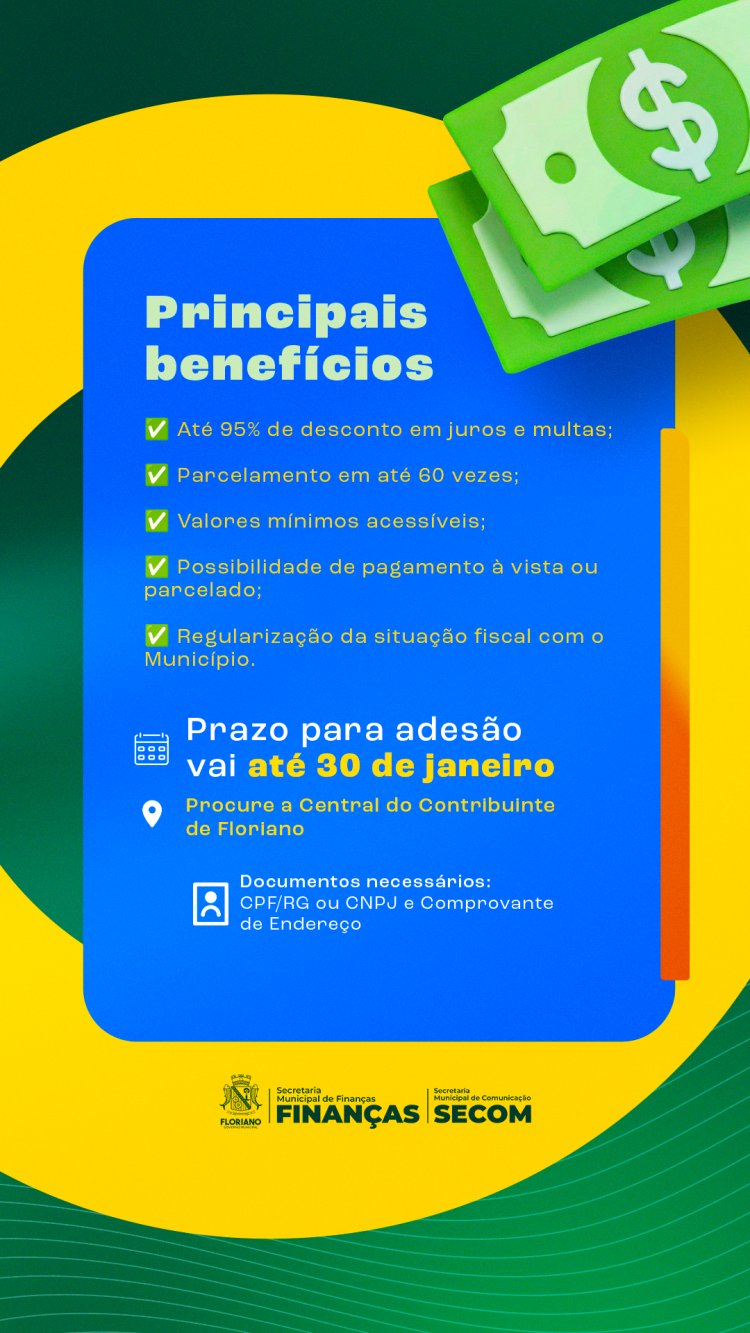Prefeitura de Floriano prorroga prazo do REFIS até 30 de janeiro