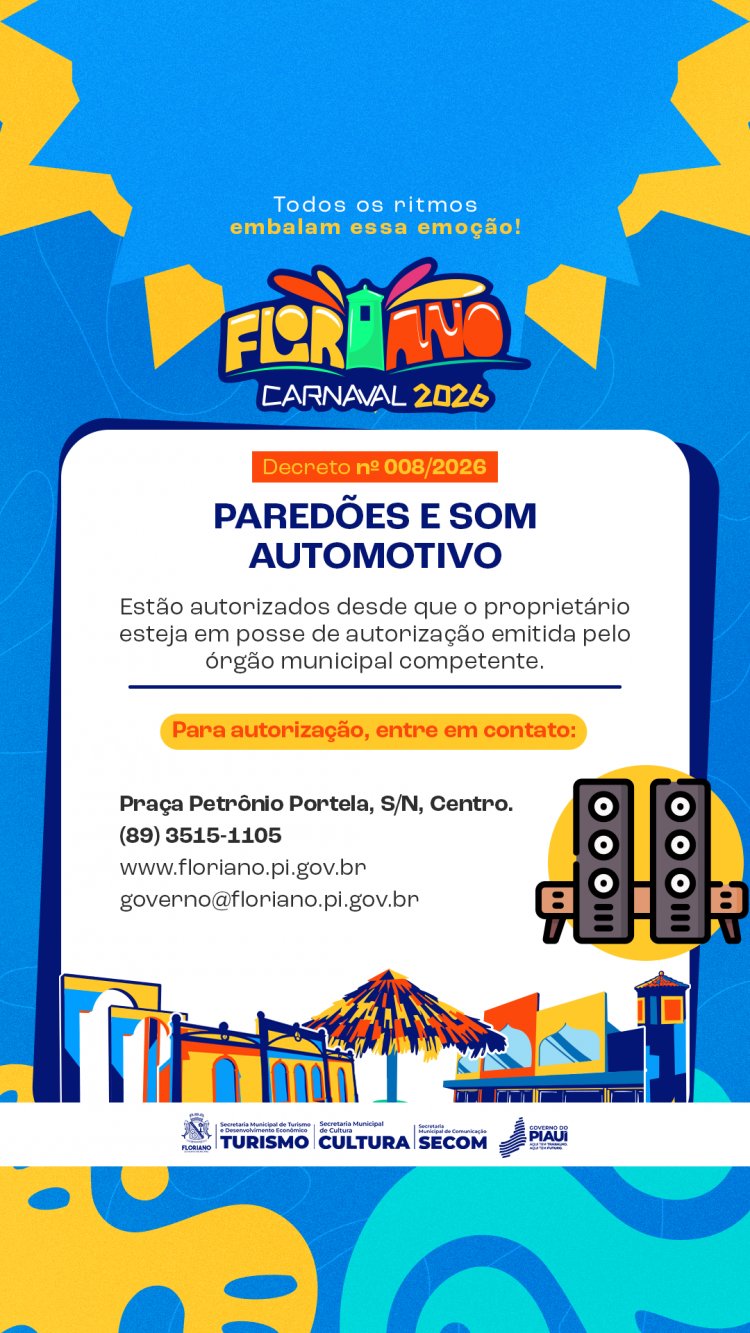 Prefeitura de Floriano publica decretos para o período de carnaval
